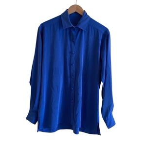 Vintage Tilley Silk Micorfibre Long Sleeve Lightweight Button Front Blouse Med